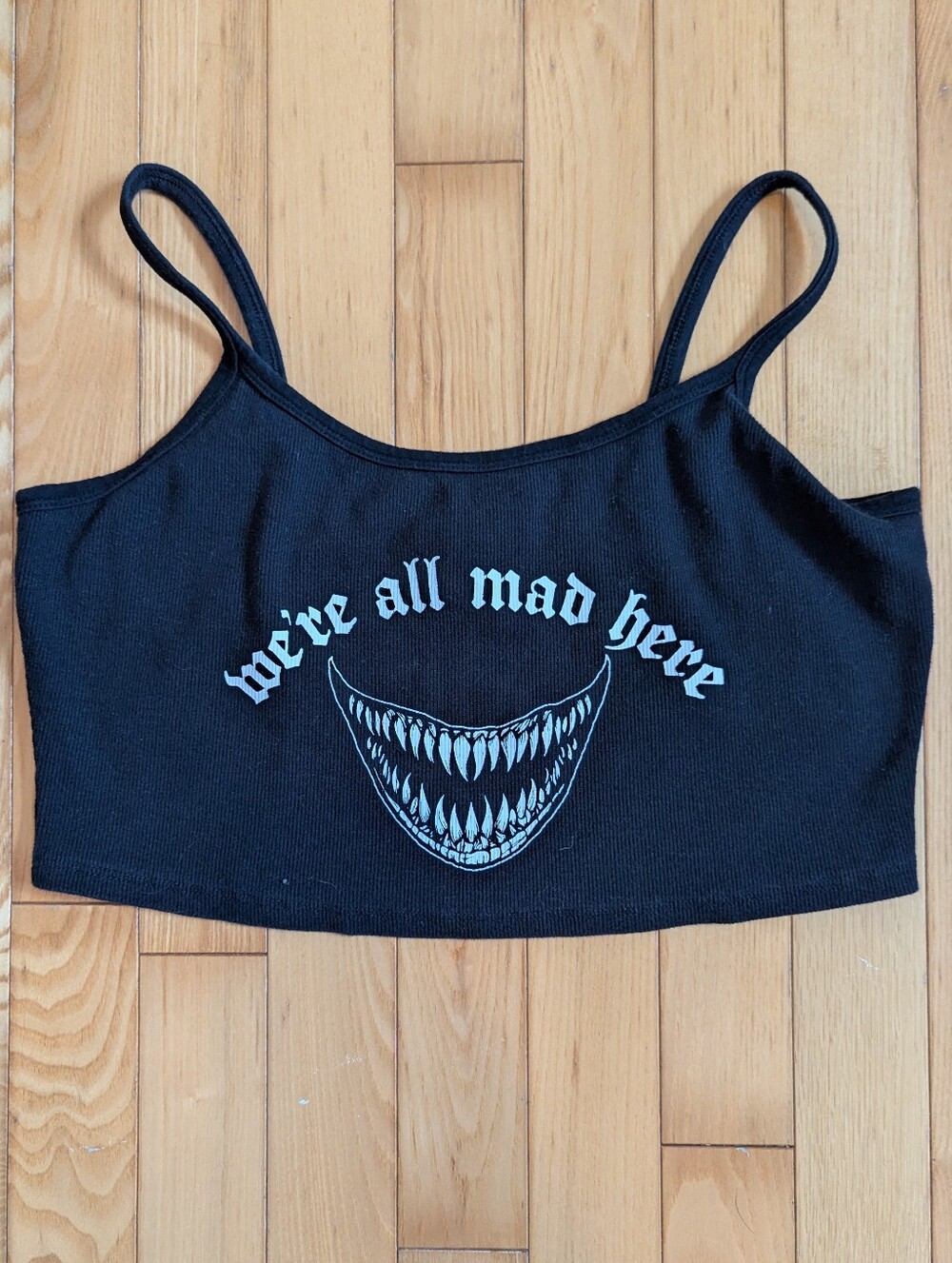 Black Graphic Bandeau Bralette with Statement Print